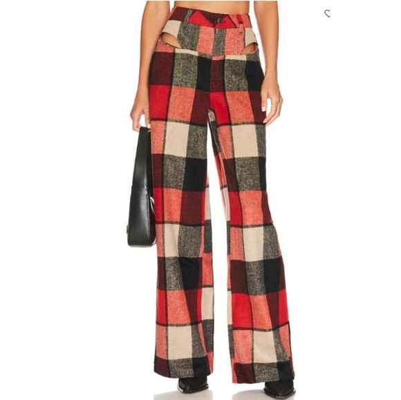 AFRM Plaid Halter Jumpsuit in Red and Black - Picture 6 of 16